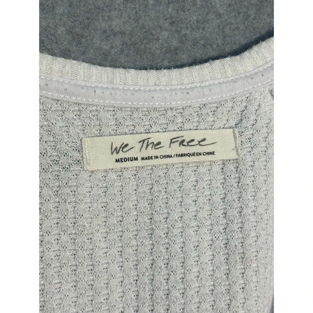 Free People We The Free Ivory‎ Thermal Top Medium Layered Waffle Boho Cozy